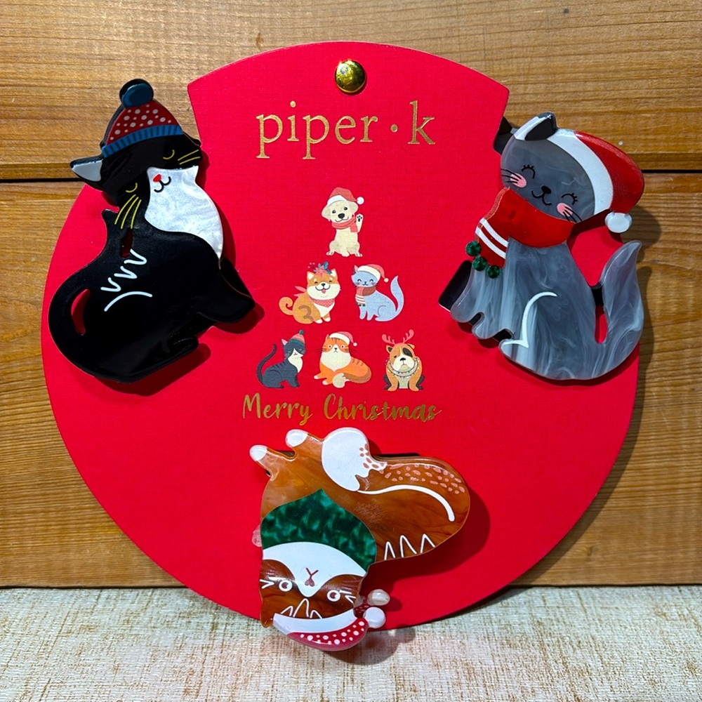 Piper K Christmas Cat Hair Clips (Set of 3) (NEW)